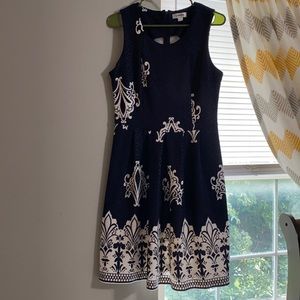 Navy blue and white dress